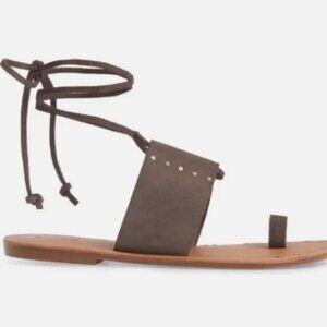 Soludos Wrap Sandals Milos Gray Suede Size 11